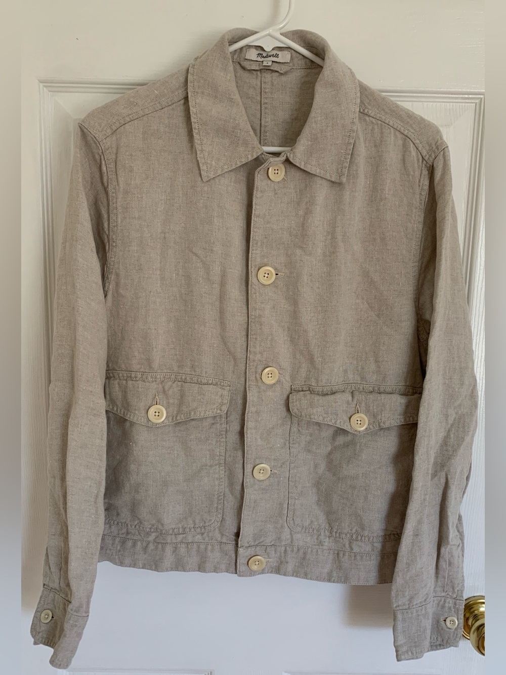 Madewell Light Beige Button-Front Shirt Jacket
